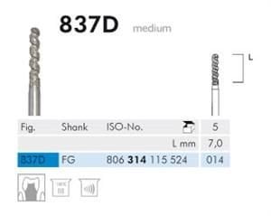 837D Sentetik Elmas Frez - 5 Adet - Silindir