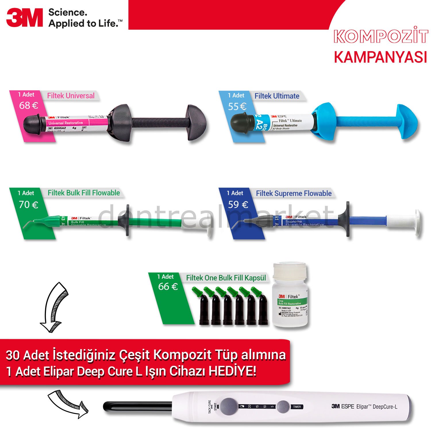 3M Filtek 30 Adet Kompozit Kampanyası - Işın Cihazı Hediyeli ***