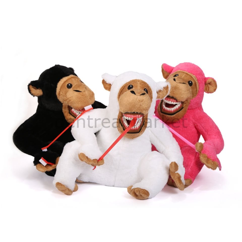 Monkey Family Pink - White - Black -  Diş Fırçalama Eğitim Modeli Set